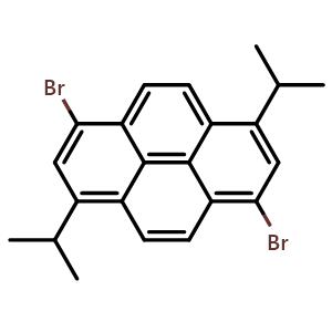 Chemical structure of 1,6-Dibromo-3,8-diisopropylpyrene , CAS 869340-02-3, AChemBlock W158438