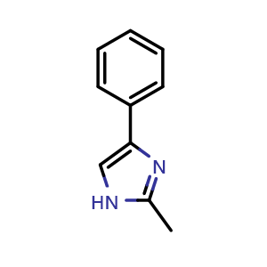 Chemical structure of 2-Methyl-4-phenyl-1H-imidazole , CAS 13739-48-5, AChemBlock W158448