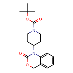 Chemical structure of tert-Butyl 4-(2-oxo-2,4-dihydro-1H-benzo[d][1,3]oxazin-1-yl)piperidine-1-carboxylate , CAS 162045-30-9, AChemBlock W158460