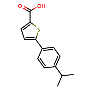 Chemical structure of 5-(4-Isopropylphenyl)thiophene-2-carboxylic acid , CAS 943115-91-1, AChemBlock W158463