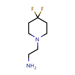 Chemical structure of 2-(4,4-Difluoropiperidin-1-yl)ethanamine , CAS 605659-03-8, AChemBlock W158464