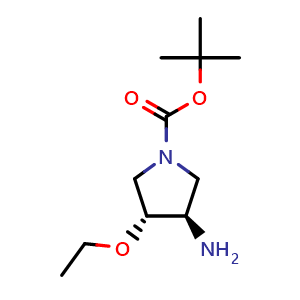 Chemical structure of rel-tert-Butyl (3R,4R)-3-amino-4-ethoxypyrrolidine-1-carboxylate , CAS 1233518-23-4, AChemBlock W158465