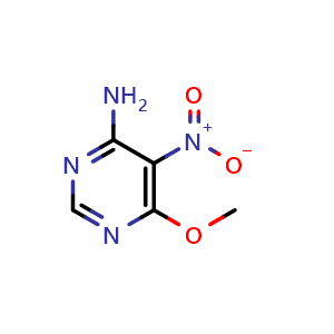 Chemical structure of 6-Methoxy-5-nitropyrimidin-4-amine , CAS 73318-75-9, AChemBlock W158468