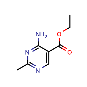 Chemical structure of Ethyl 4-amino-2-methylpyrimidine-5-carboxylate , CAS 5472-46-8, AChemBlock W158481