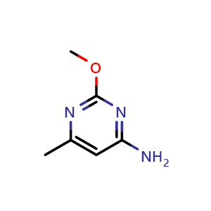 Chemical structure of 2-Methoxy-6-methylpyrimidin-4-amine , CAS 51870-75-8, AChemBlock W158485