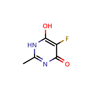 Chemical structure of 5-Fluoro-6-hydroxy-2-methyl-4(1H)-pyrimidinone , CAS 1598-63-6, AChemBlock W158487