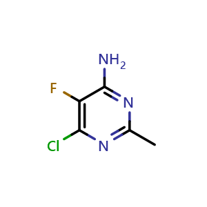 Chemical structure of 6-Chloro-5-fluoro-2-methylpyrimidin-4-amine , CAS 943006-45-9, AChemBlock W158492