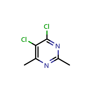 Chemical structure of 4,5-Dichloro-2,6-dimethylpyrimidine , CAS 105742-66-3, AChemBlock W158499