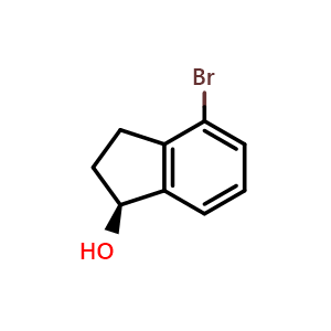 Chemical structure of (S)-4-Bromo-2,3-dihydro-1H-inden-1-ol , CAS 83808-19-9, AChemBlock W158540