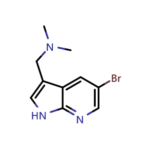Chemical structure of 1-(5-Bromo-1H-pyrrolo[2,3-b]pyridin-3-yl)-N,N-dimethylmethanamine , CAS 183208-54-0, AChemBlock W158541