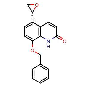 Chemical structure of (R)-8-(Benzyloxy)-5-(oxiran-2-yl)quinolin-2(1H)-one , CAS 173140-90-4, AChemBlock W158550