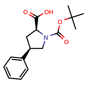 Chemical structure of (2S,4R)-1-[(tert-Butoxy)carbonyl]-4-phenylpyrrolidine-2-carboxylic acid , CAS 336818-78-1, AChemBlock W158560