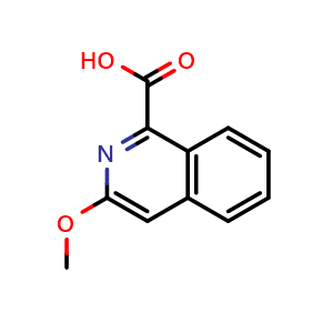 Chemical structure of 3-Methoxyisoquinoline-1-carboxylic acid , CAS 374917-64-3, AChemBlock W158584
