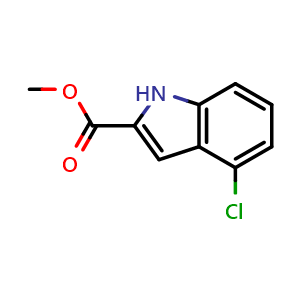 Chemical structure of Methyl 4-chloro-1H-indole-2-carboxylate , CAS 230291-43-7, AChemBlock W158590