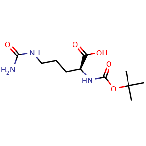 Chemical structure of (S)-2-((tert-Butoxycarbonyl)amino)-5-ureidopentanoic acid , CAS 45234-13-7, AChemBlock W158593