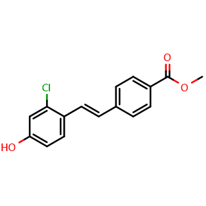 Chemical structure of Methyl 4-(2-chloro-4-hydroxystyryl)benzoate , CAS 1268246-12-3, AChemBlock W158632