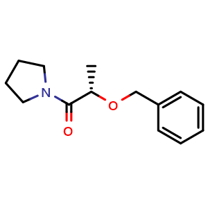 Chemical structure of (2S)-2-Phenylmethoxy-1-pyrrolidin-1-ylpropan-1-one , CAS 122151-32-0, AChemBlock W158637