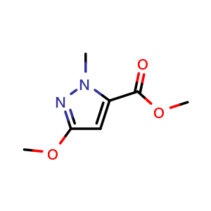 Chemical structure of Methyl 3-methoxy-1-methyl-1H-pyrazole-5-carboxylate , CAS 55781-86-7, AChemBlock W158650