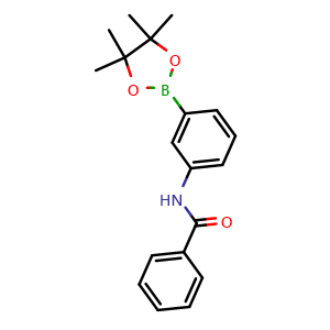 Chemical structure of N-[3-(4,4,5,5-Tetramethyl-1,3,2-dioxaborolan-2-yl)phenyl]-Benzamide , CAS 1330596-14-9, AChemBlock W158651