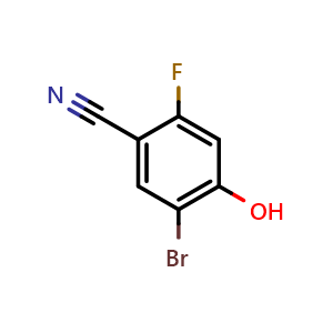 Chemical structure of 5-Bromo-2-fluoro-4-hydroxybenzonitrile , CAS 1628508-69-9, AChemBlock W158664