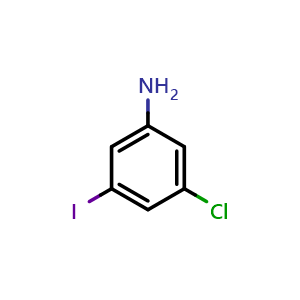 Chemical structure of 3-Chloro-5-iodoaniline , CAS 83171-49-7, AChemBlock W158680