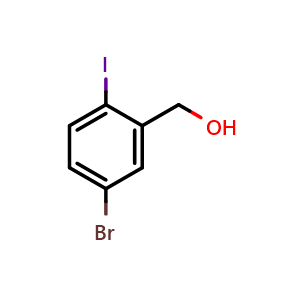 Chemical structure of (5-Bromo-2-iodophenyl)methanol , CAS 199786-58-8, AChemBlock W158684