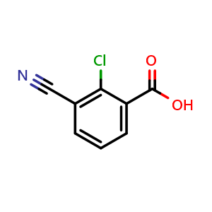 Chemical structure of 2-Chloro-3-cyanobenzoic acid , CAS 1261499-34-6, AChemBlock W158694