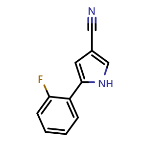 Chemical structure of 5-(2-Fluorophenyl)-1H-pyrrole-3-carbonitrile , CAS 1240948-77-9, AChemBlock W158713