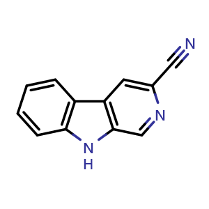 Chemical structure of 9H-Pyrido[3,4-b]indole-3-carbonitrile , CAS 83911-48-2, AChemBlock W158725