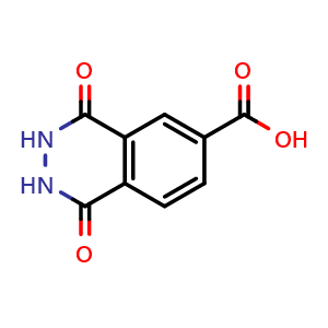 Chemical structure of 1,4-Dioxo-2,3-dihydrophthalazine-6-carboxylic acid , CAS 42972-13-4, AChemBlock W158730