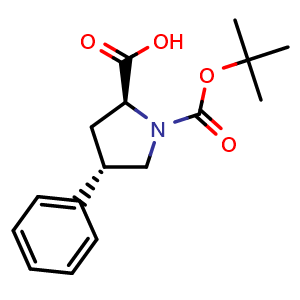Chemical structure of (2S,4S)-1-(tert-Butoxycarbonyl)-4-phenylpyrrolidine-2-carboxylic acid , CAS 96314-29-3, AChemBlock W158745
