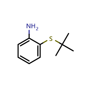 Chemical structure of 2-(tert-Butylthio)aniline , CAS 51942-41-7, AChemBlock W158749