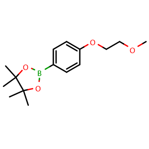 Chemical structure of 2-(4-(2-Methoxyethoxy)phenyl)-4,4,5,5-tetramethyl-1,3,2-dioxaborolane , CAS 959972-40-8, AChemBlock W158764