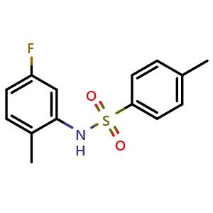 Chemical structure of N-(5-Fluoro-2-methylphenyl)-4-methylbenzenesulfonamide , CAS 876555-60-1, AChemBlock W158790