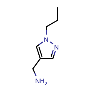 Chemical structure of (1-Propylpyrazol-4-yl)methanamine , CAS 1006333-36-3, AChemBlock W158808