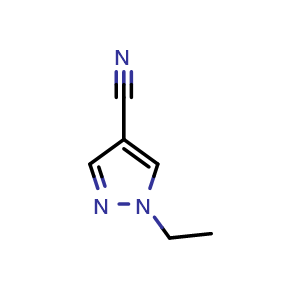 Chemical structure of 1-Ethylpyrazole-4-carbonitrile , CAS 1006434-01-0, AChemBlock W158811