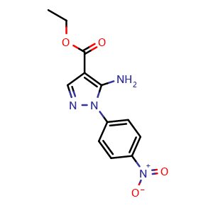 Chemical structure of ethyl 5-amino-1-(4-nitrophenyl)pyrazole-4-carboxylate , CAS 16459-35-1, AChemBlock W158816