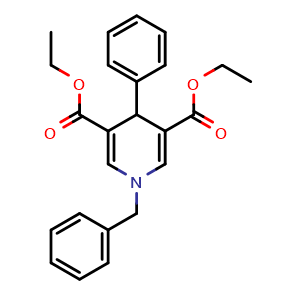 Chemical structure of Diethyl 1-benzyl-4-phenyl-1,4-dihydropyridine-3,5-dicarboxylate , CAS 120533-76-8, AChemBlock W158821