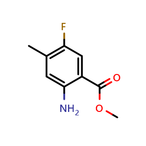 Chemical structure of Methyl 2-amino-5-fluoro-4-methylbenzoate , CAS 929214-84-6, AChemBlock W158838