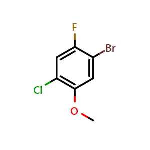 Chemical structure of 1-Bromo-4-chloro-2-fluoro-5-methoxybenzene , CAS 146447-18-9, AChemBlock W158858