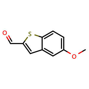 Chemical structure of 5-Methoxy-1-benzothiophene-2-carbaldehyde , CAS 622864-56-6, AChemBlock W158865