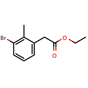 Chemical structure of Ethyl 2-(3-bromo-2-methylphenyl)acetate , CAS 1261862-72-9, AChemBlock W158886