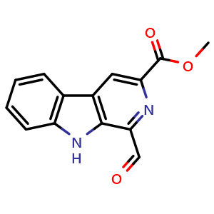 Chemical structure of Methyl 1-formyl-9H-pyrido[3,4-b]indole-3-carboxylate , CAS 113247-36-2, AChemBlock W158894