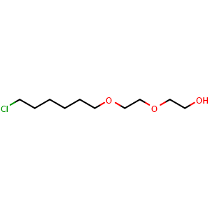 Chemical structure of 2-(2-((6-Chlorohexyl)oxy)ethoxy)ethan-1-ol , CAS 856372-59-3, AChemBlock W158895