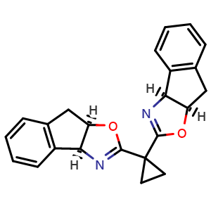 Chemical structure of (3aS,3a'S,8aR,8a'R)-2,2'-(Cyclopropane-1,1-diyl)bis(8,8a-dihydro-3aH-indeno[1,2-d]oxazole) , CAS 182122-08-3, AChemBlock W158925