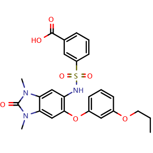 3-(N-(1,3-Dimethyl-2-oxo-6-(3-propoxyphenoxy)-2,3-dihydro-1H-benzo[d]imidazol-5-yl)sulfamoyl)benzoic acid