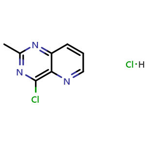 Chemical structure of 4-Chloro-2-methylpyrido[3,2-d]pyrimidine hydrochloride , CAS 2448416-98-4, AChemBlock W158996