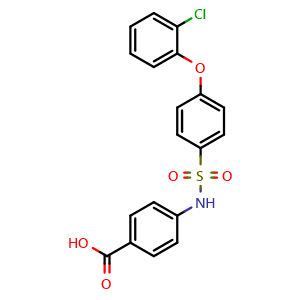 Chemical structure of 4-((4-(2-Chlorophenoxy)phenyl)sulfonamido)benzoic acid , CAS 606944-48-3, AChemBlock W159043