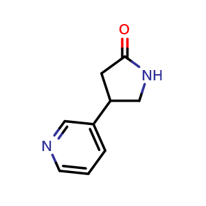 Chemical structure of 4-Pyridin-3-ylpyrrolidin-2-one , CAS 55656-99-0, AChemBlock W159049