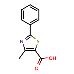 Chemical structure of 4-Methyl-2-phenyl-1,3-thiazole-5-carboxylic acid , CAS 33763-20-1, AChemBlock W159066